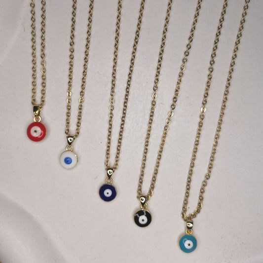 CD027 | Cadena en acero dorado y dije ojo protector
