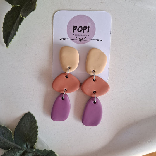 CL002 | Caravanas Antonia - Crudo, terracota y malva