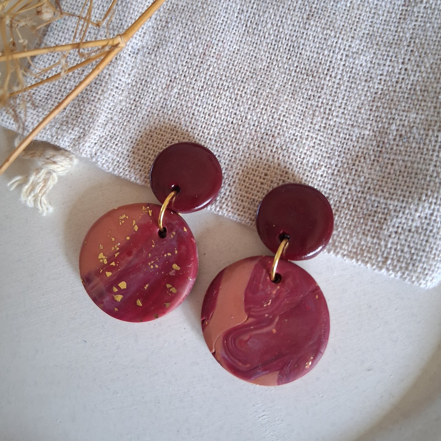 CL012 | Caravanas Nuria - Rojo vino, terracota y dorado