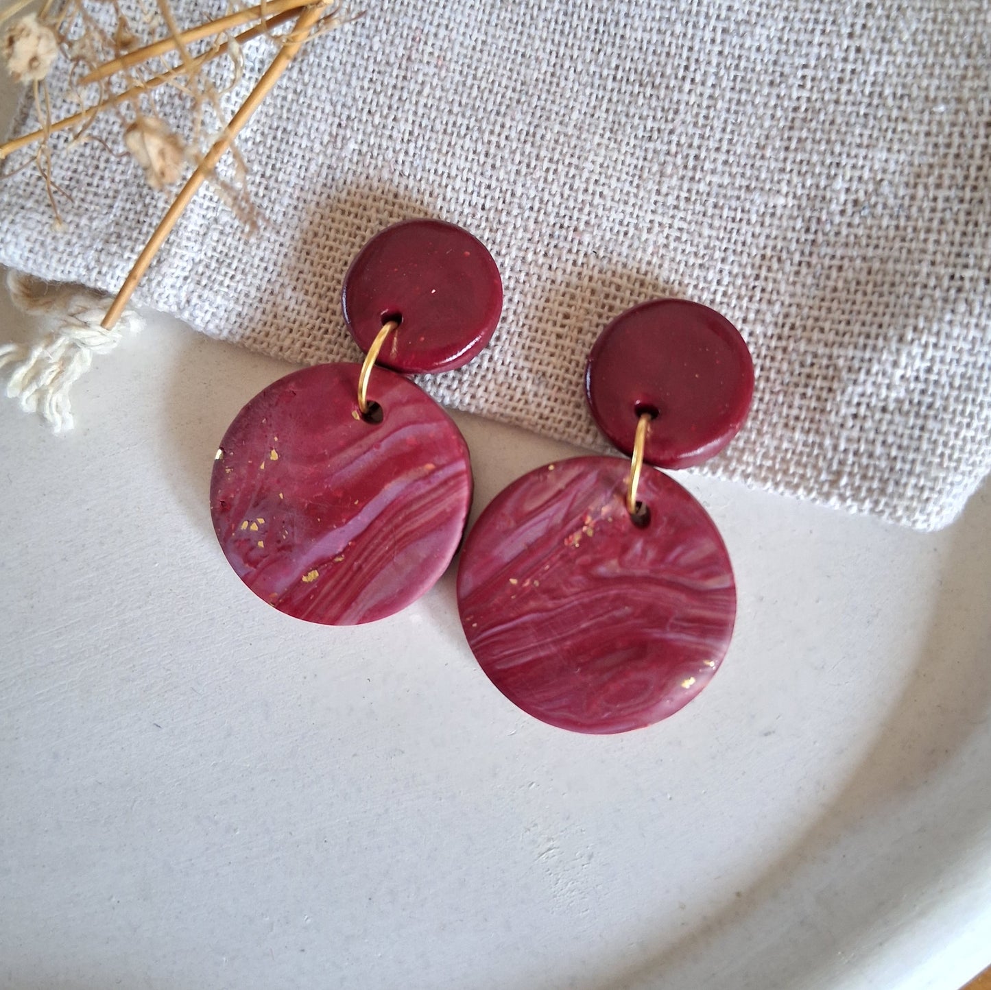 CL012 | Caravanas Nuria - Rojo vino, terracota y dorado