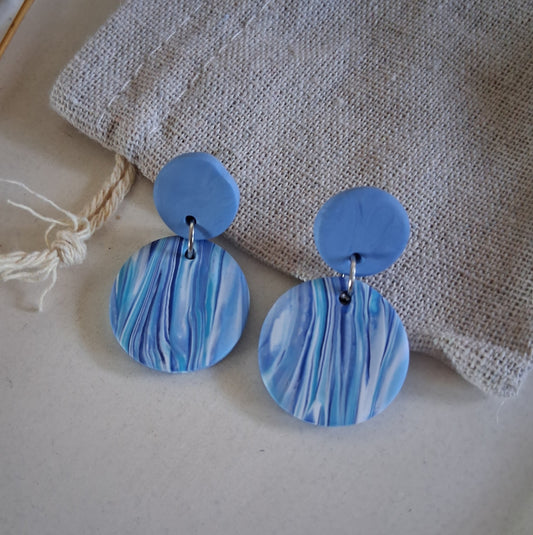 CL014 | Caravanas Acqua Soft - Azul marino, turquesa y blanco