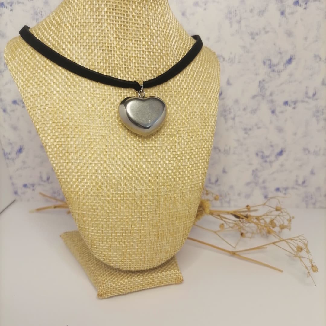 CQ026 | Choker con dije corazón en acero inoxidable