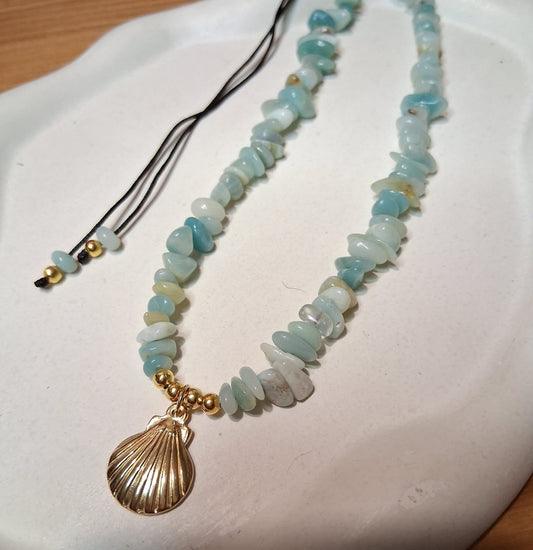 CS009 | Collar ajustable de escallas de piedras naturales