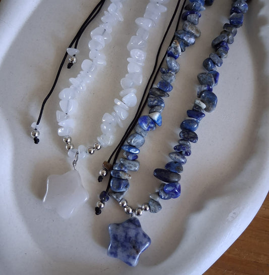 CS015 | Collar ajustable de escallas de piedras naturales