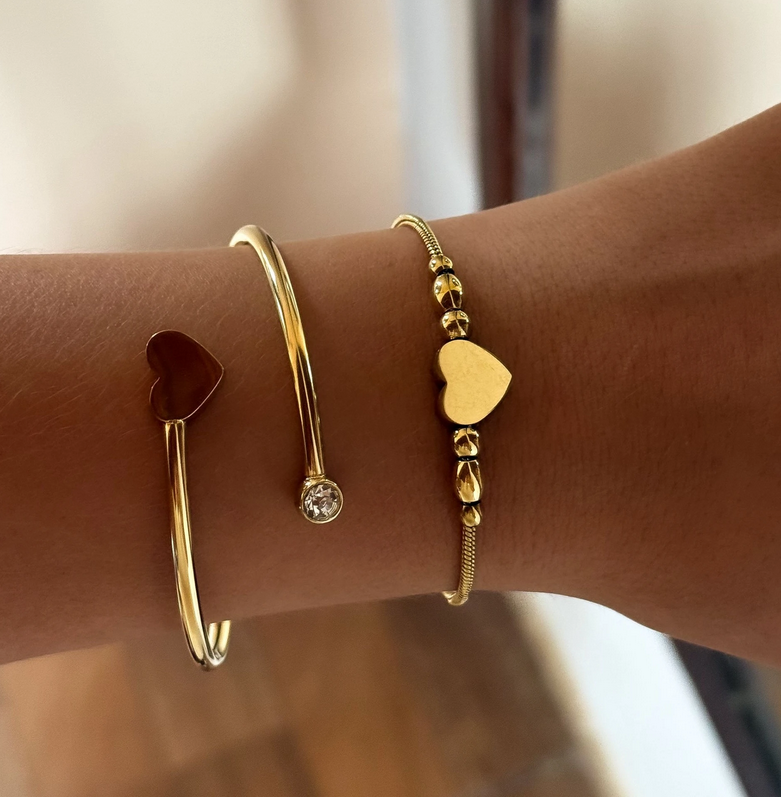 PD033 | Pulsera acero dorado cola de ratón con corazón