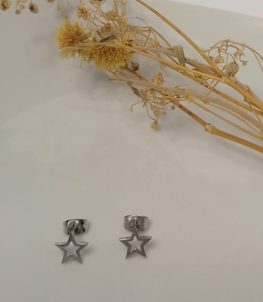 EQ007 | Caravanas estrellita en acero inoxidable