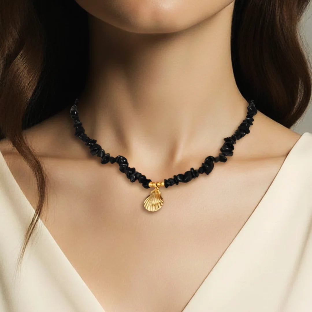 CS002 | Collar ajustable de escallas de piedras naturales