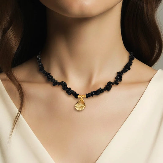 CS002 | Collar ajustable de escallas de piedras naturales