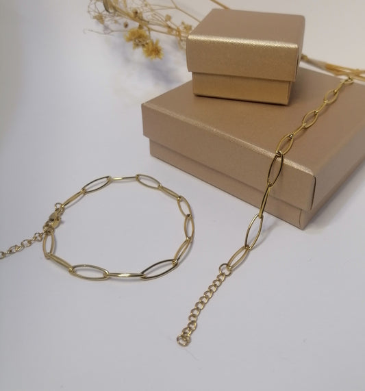 PD004 | Pulsera en acero dorado eslabones simple