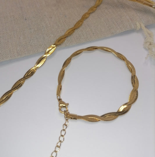 PD006 | Pulsera en acero dorado trenzada