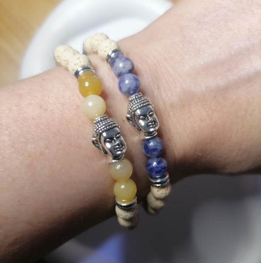 ST008 | Pulsera perlas piedras naturales dije Buda
