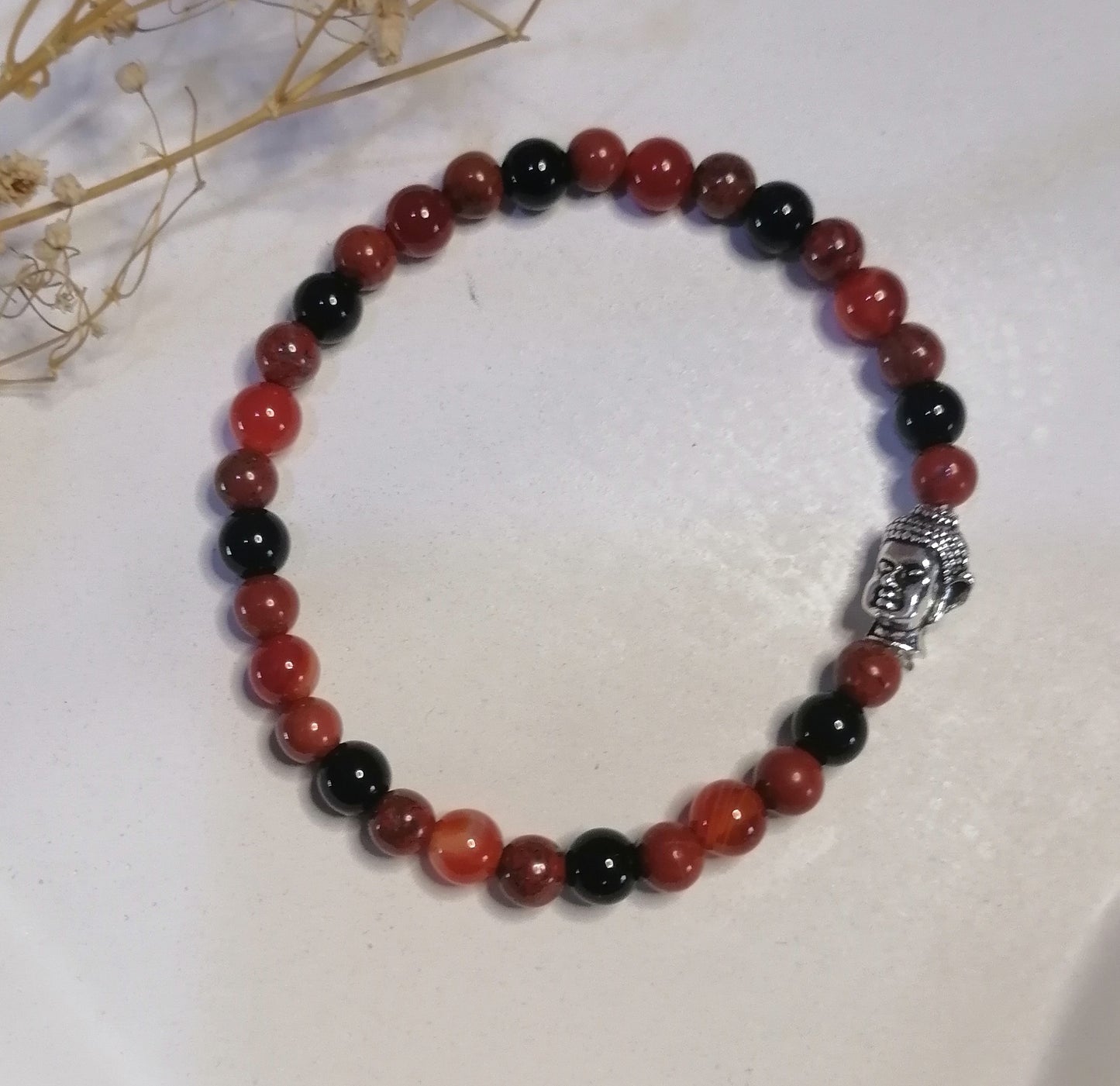 ST008 | Pulsera perlas piedras naturales dije Buda