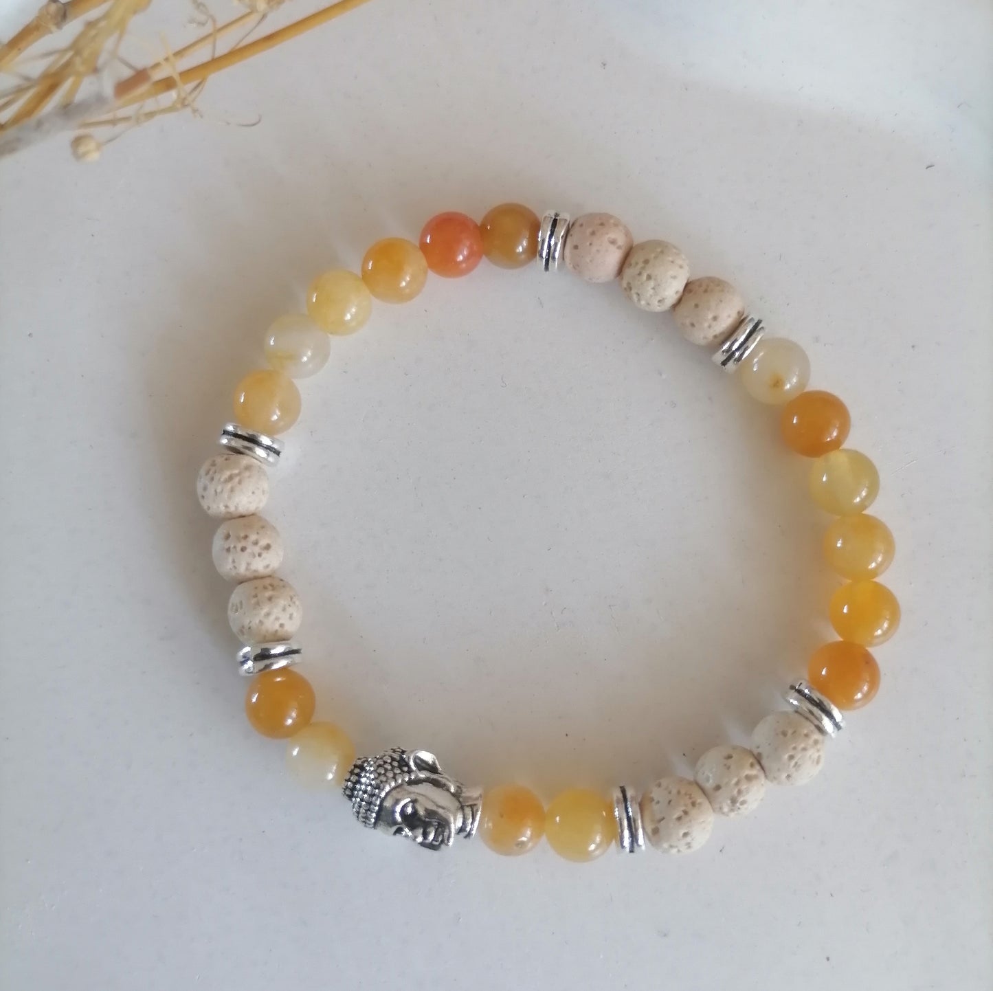 ST008 | Pulsera perlas piedras naturales dije Buda