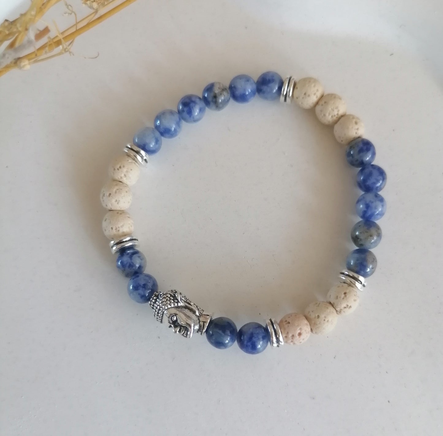 ST008 | Pulsera perlas piedras naturales dije Buda