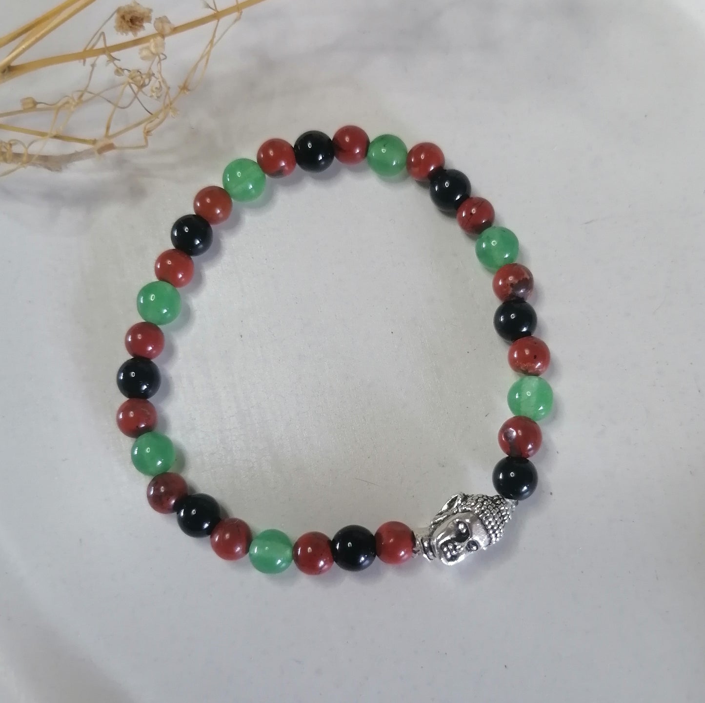 ST008 | Pulsera perlas piedras naturales dije Buda
