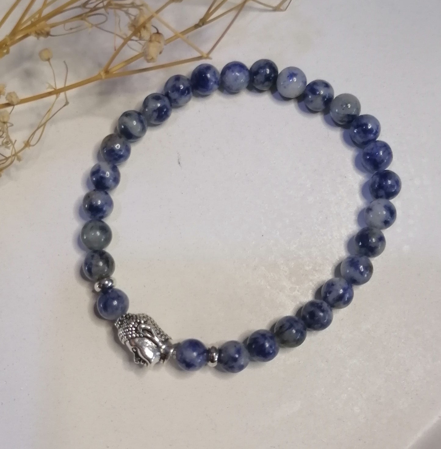 ST008 | Pulsera perlas piedras naturales dije Buda