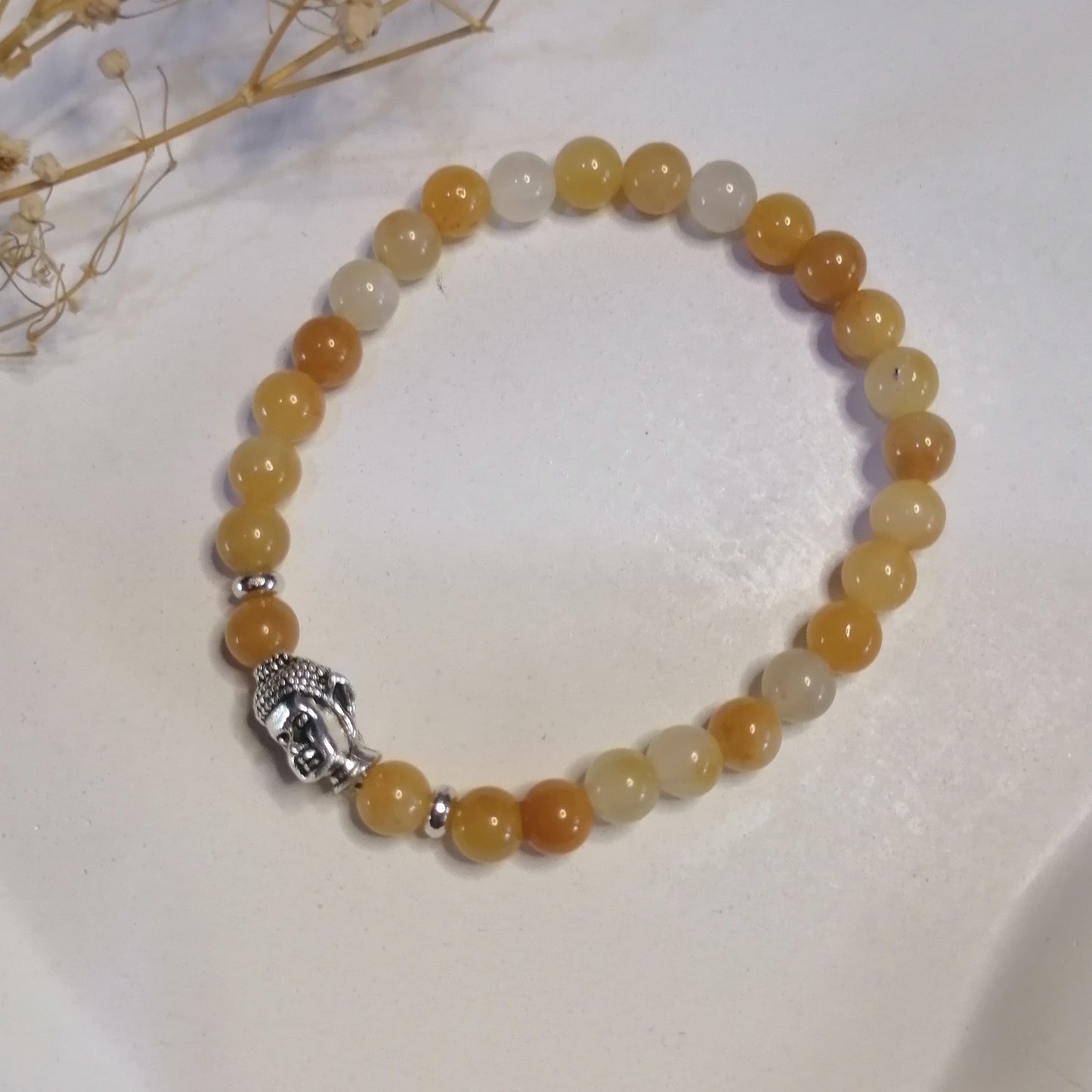 ST008 | Pulsera perlas piedras naturales dije Buda
