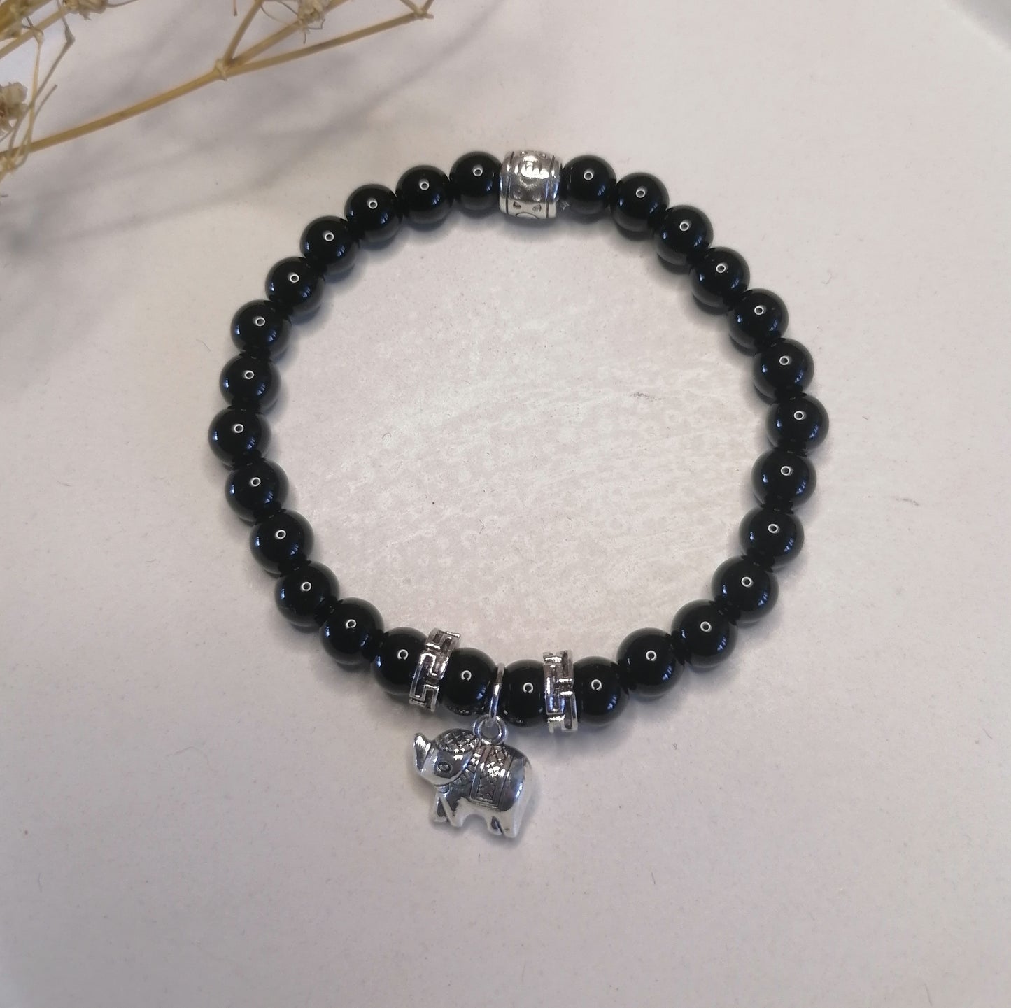 ST011 | Pulsera perlas piedras naturales con dije elefante