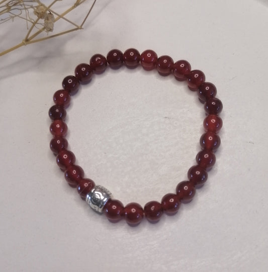 ST016 | Pulsera perlas piedras naturales Cornalina roja