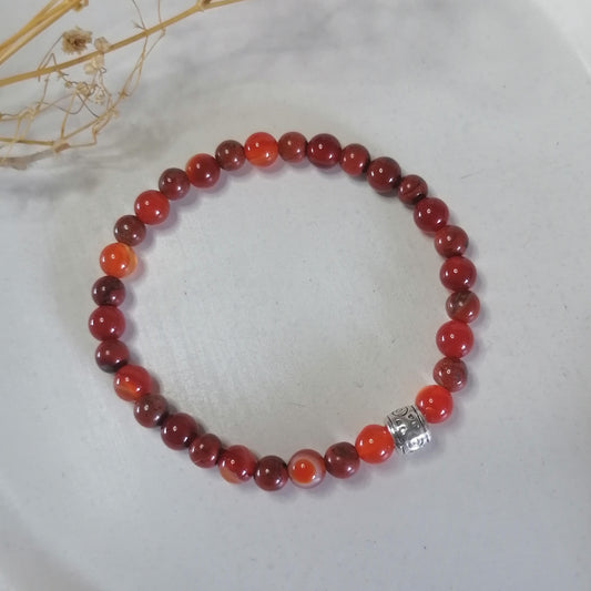 ST017 | Pulsera perlas piedras naturales Cornalina - Jaspe Rojo