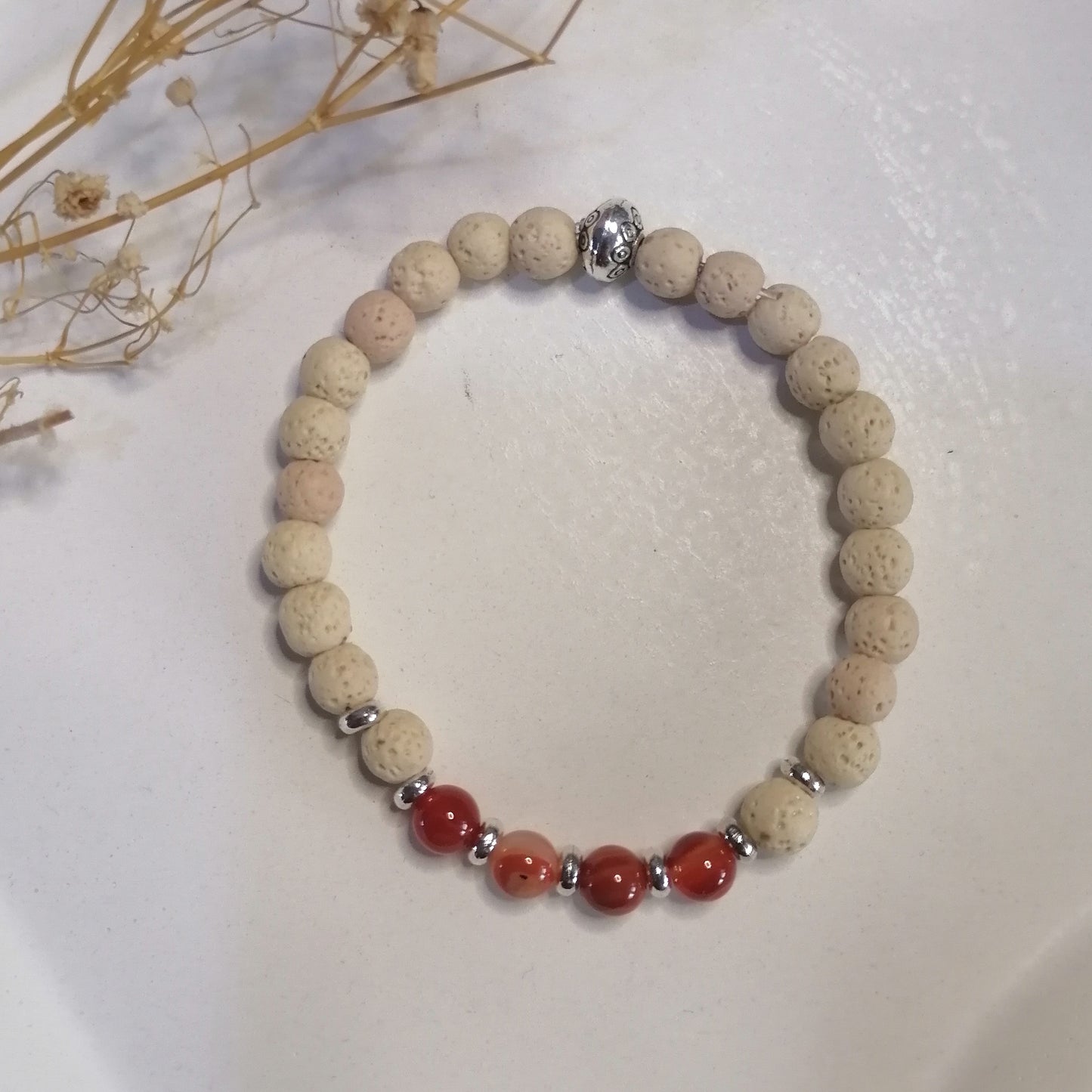 ST018 | Pulsera perlas piedras naturales y lava volcánica