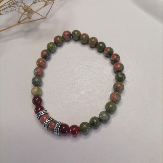 ST020 | Pulsera perlas piedras naturales Cornalina roja - Unakita