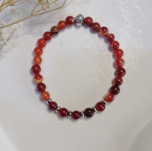 ST023 | Pulsera perlas piedras naturales Cornalina - Cornalina roja