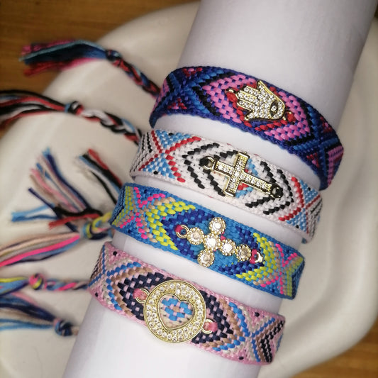PT011 | Brazalete tejido ajustable en hilo de algodón