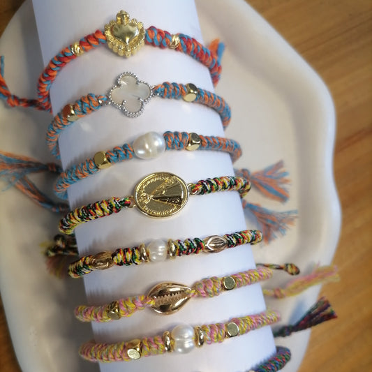 PT013 | Pulsera tejida ajustable en hilo de algodón