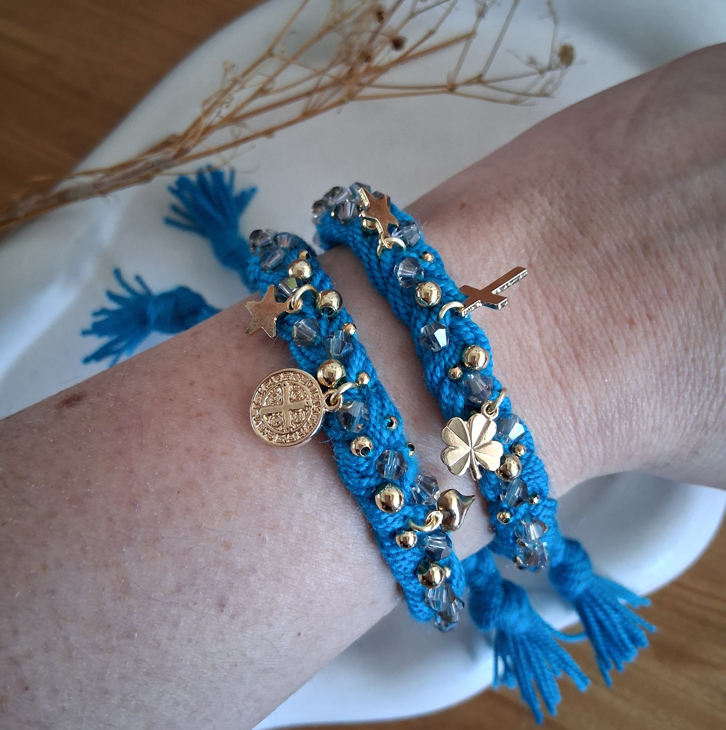 PT015 | Pulsera trenzada ajustable en hilo de algodón