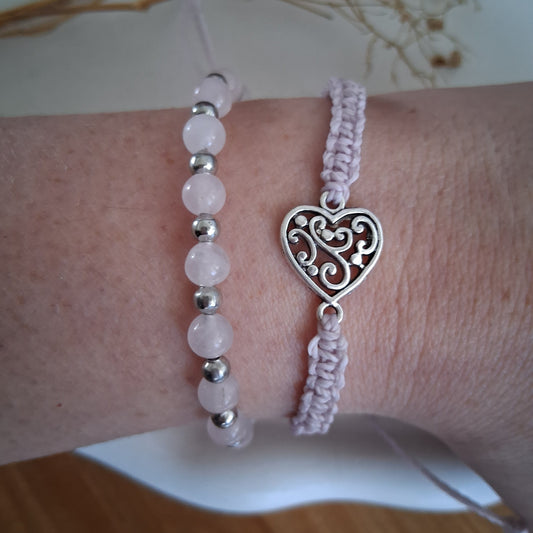 PT018 | Dúo de pulseras ajustables macramé y piedras naturales