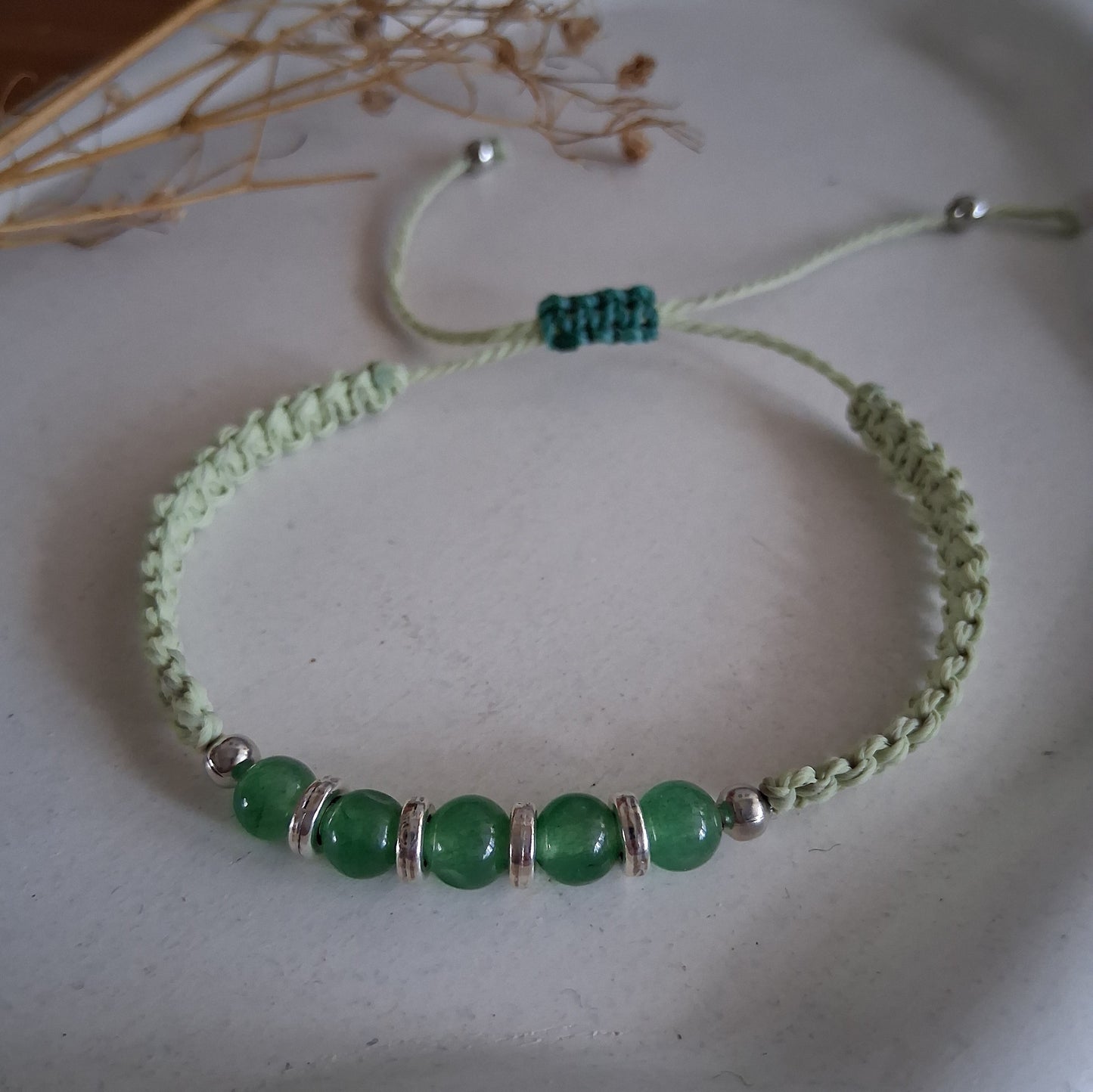 PT019 | Trío de pulseras ajustables macramé y piedras naturales