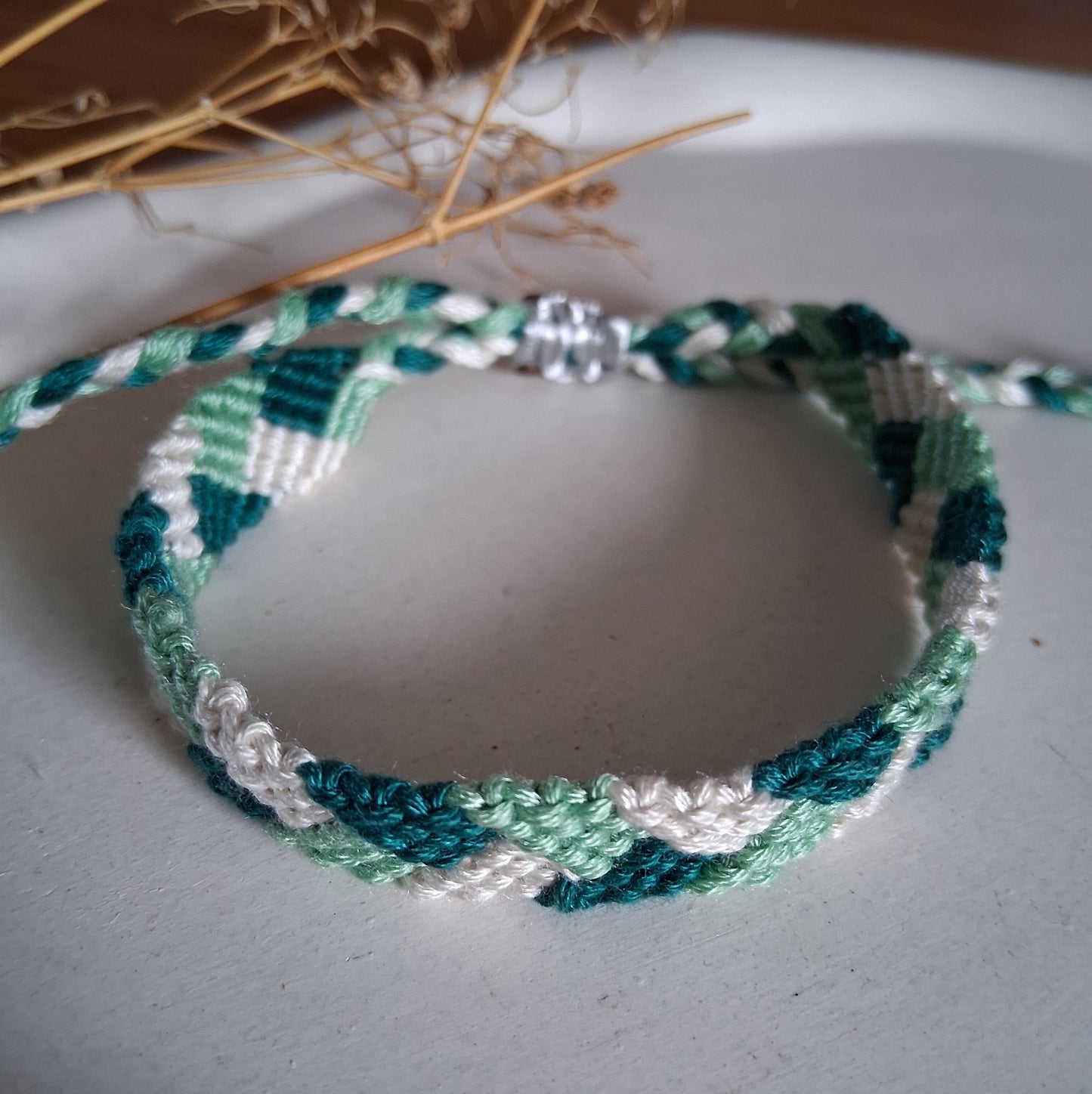 PT030 | Brazalete tejido ajustable en hilo de algodón diseño espiga