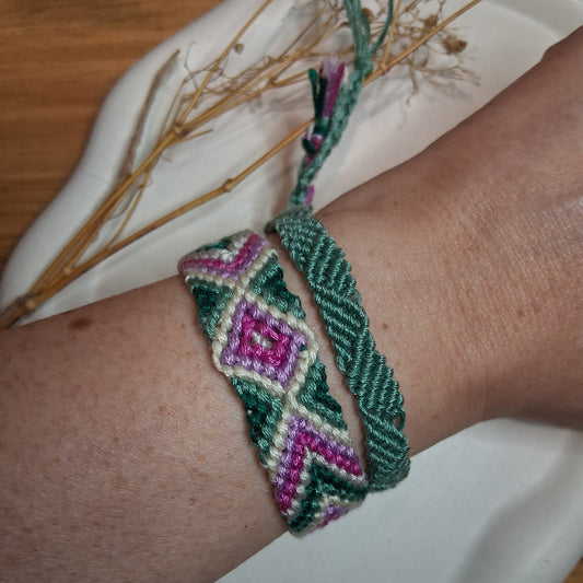 PT031 | Dúo de pulsera y brazalete combinado tejido y ajustable en hilo de algodón