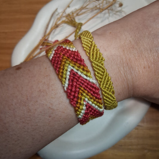 PT032 | Dúo de pulsera y brazalete combinado tejido y ajustable en hilo de algodón