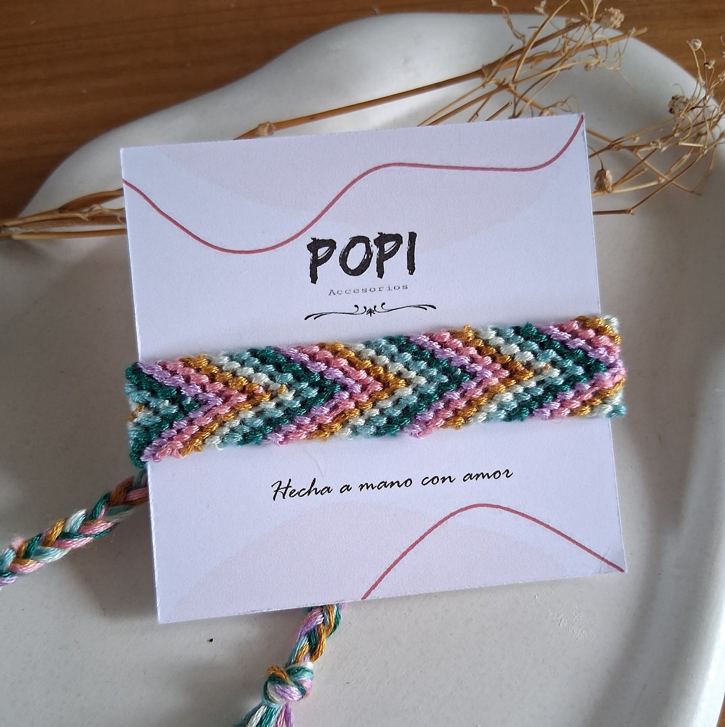 PT034 | Brazalete multicolor tejido ajustable en hilo de algodón diseño Chevron