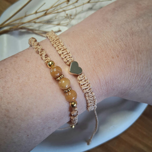PT036 | Dúo de pulseras ajustables macramé y piedras naturales