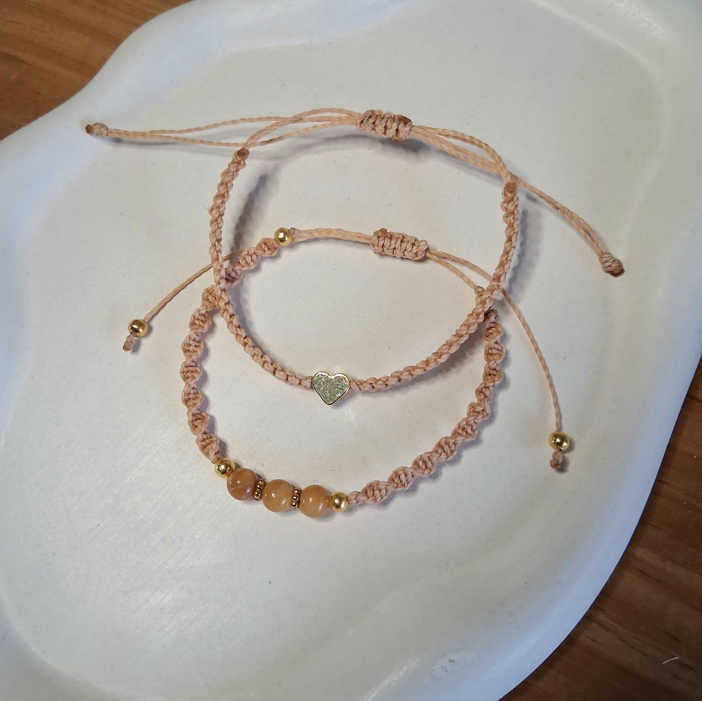 PT036 | Dúo de pulseras ajustables macramé y piedras naturales
