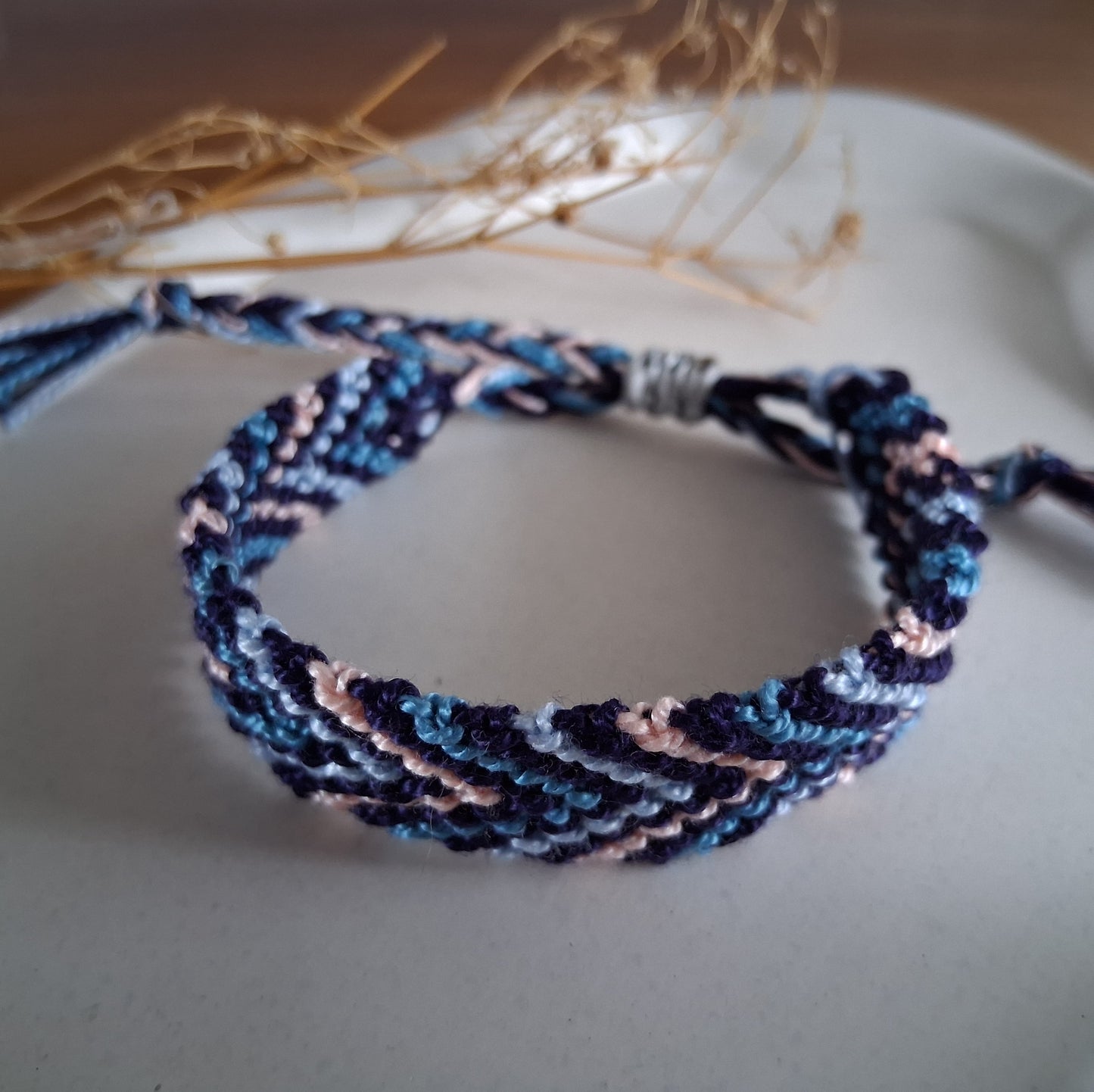 PT038 | Dúo de pulsera y brazalete combinado tejido y ajustable en hilo de algodón