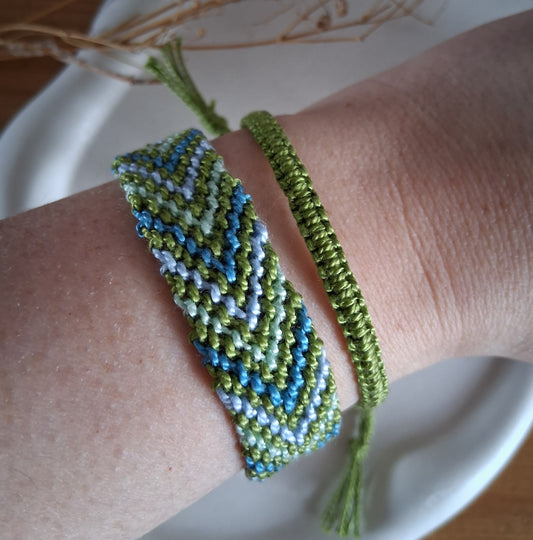 PT039 | Dúo de pulsera y brazalete combinado tejido y ajustable en hilo de algodón