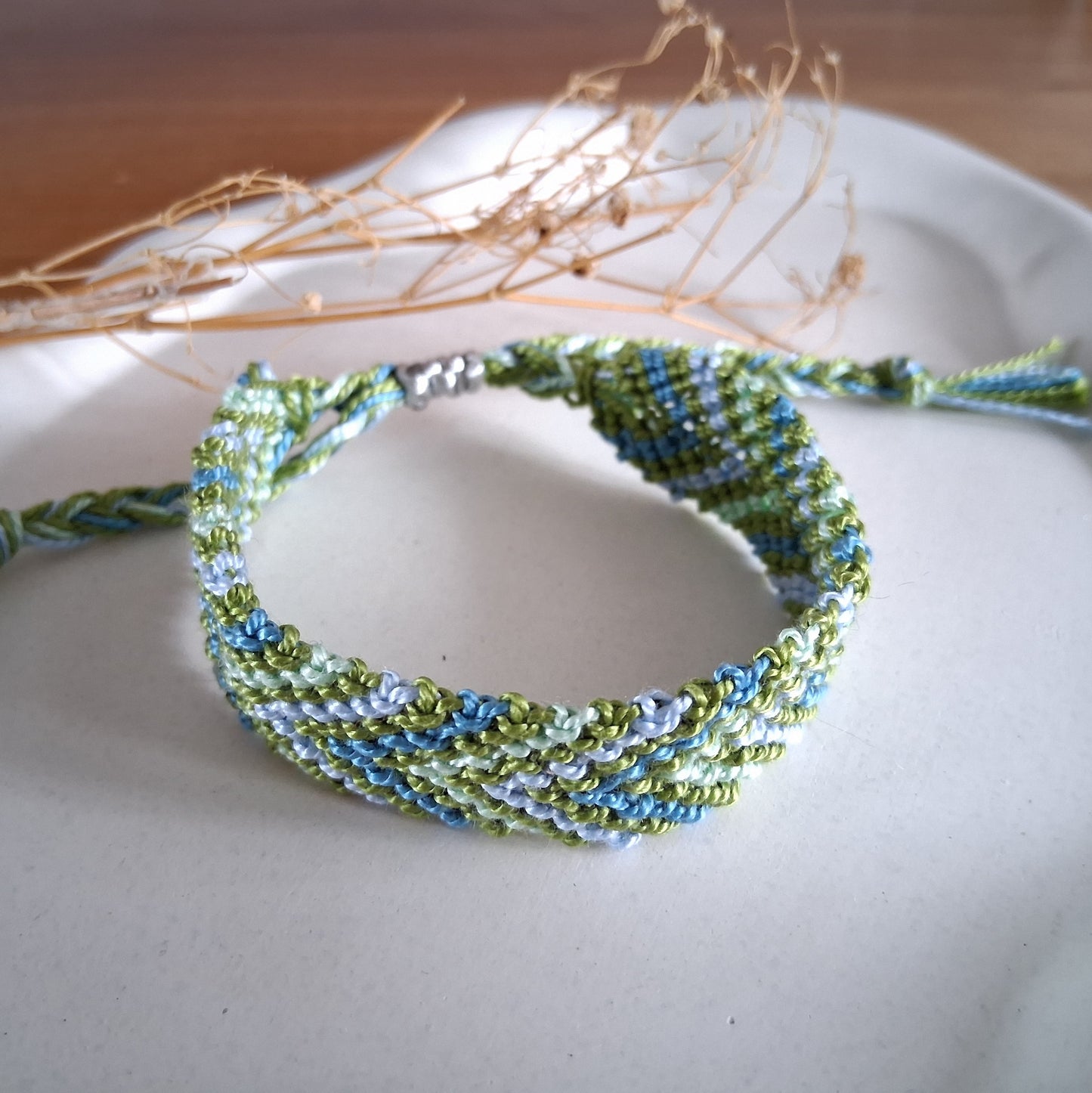 PT039 | Dúo de pulsera y brazalete combinado tejido y ajustable en hilo de algodón