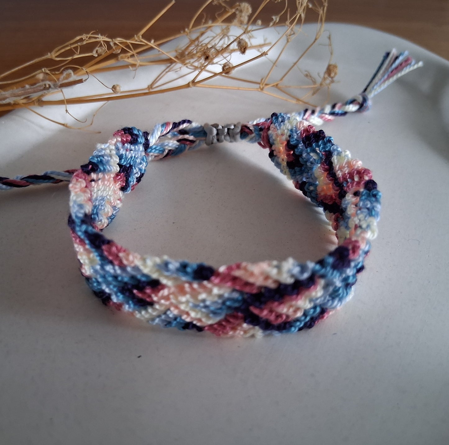 PT040 | Dúo de pulsera y brazalete combinado tejido y ajustable en hilo de algodón