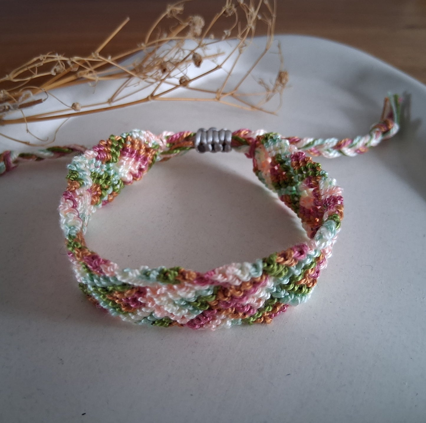 PT041 | Dúo de pulsera y brazalete combinado tejido y ajustable en hilo de algodón
