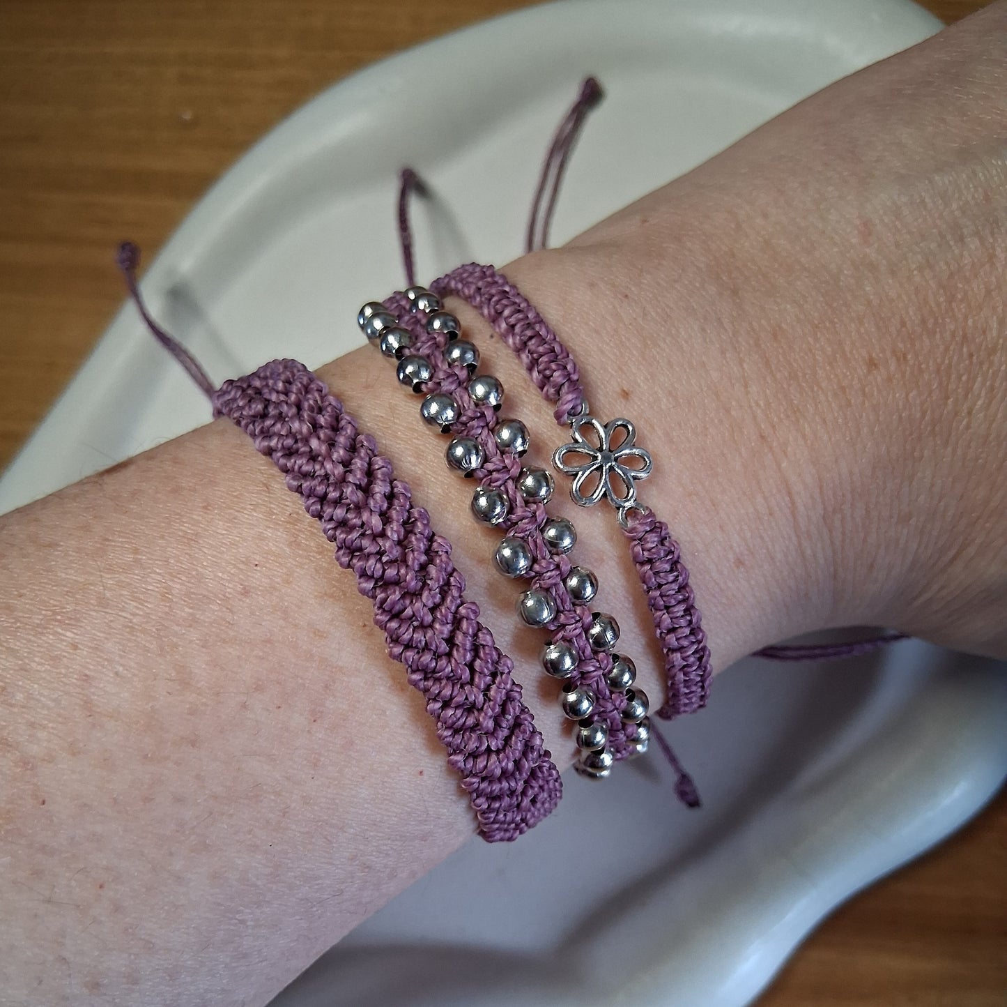PT051 | Trío de pulseras ajustables macramé