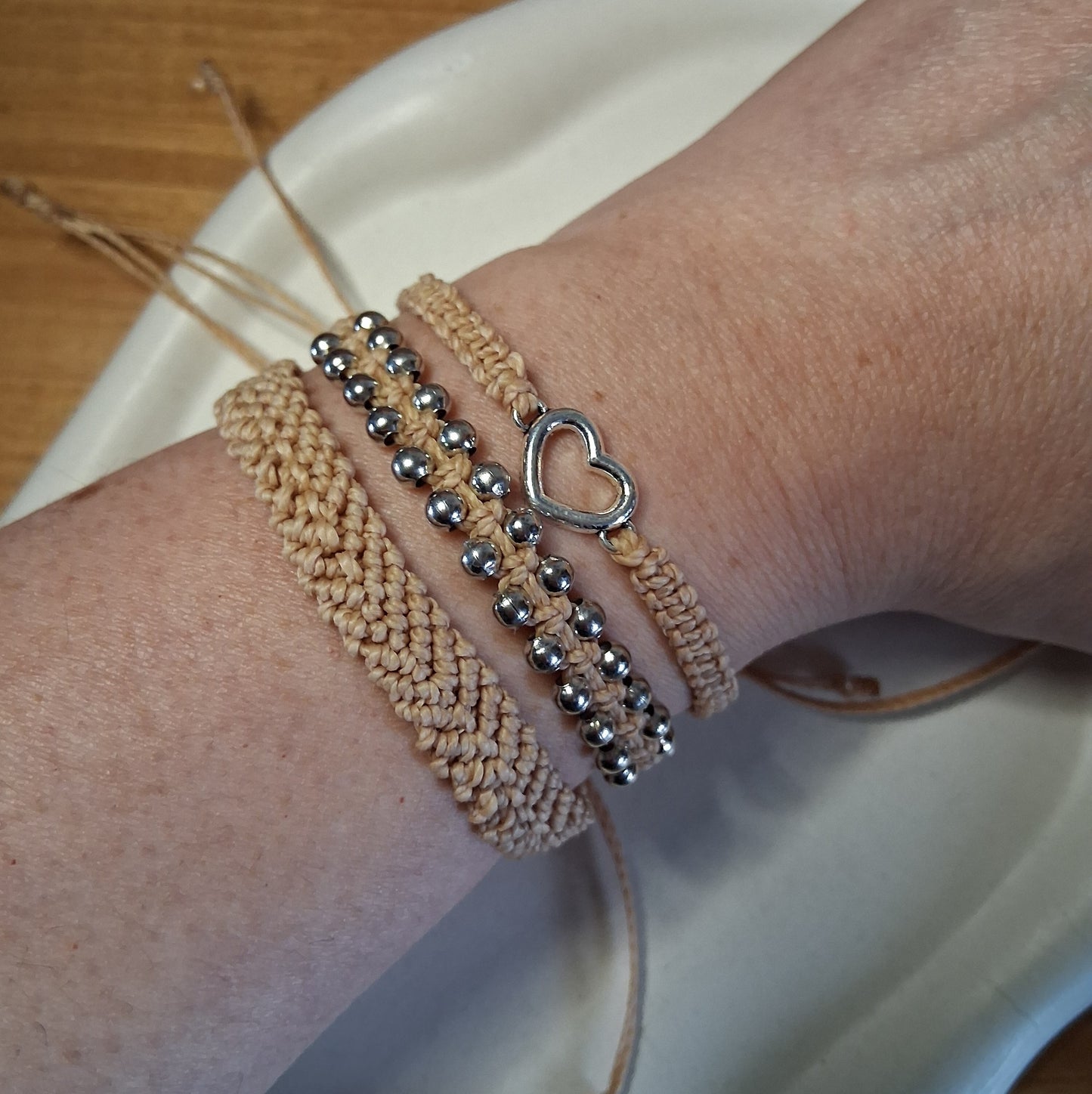 PT051 | Trío de pulseras ajustables macramé