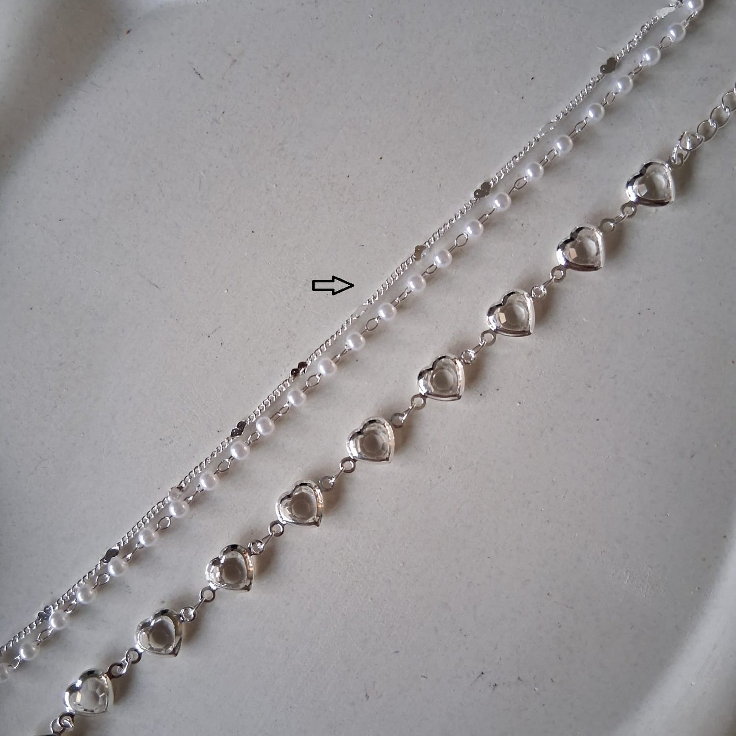 PQ046 | Pulsera doble enchapada en plata mini perlitas